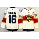 Men's Florida Panthers #16 Aleksander Barkov White 2024-25 Home With C Patch Stitched Hockey Jersey