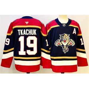 Men's Florida Panthers #19 Matthew Tkachuk Black 2024-25 Home With A Patch Stitched Hockey Jersey