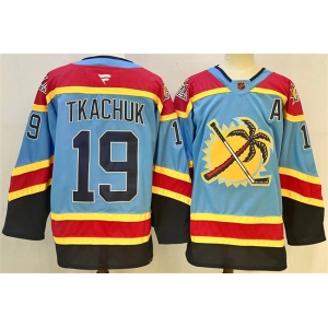 Men's Florida Panthers #19 Matthew Tkachuk Blue 2024-25 Reverse Retro With A Patch Stitched Hockey Jersey