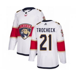 Men's Florida Panthers #21 Vincent Trocheck White Road Stitched Hockey Jersey