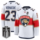 Men's Florida Panthers #23 Carter Verhaeghe White 2025 Stanley Cup Final Premium Stitched NHL Hockey Jersey