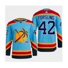 Men's Florida Panthers #42 Gustav Forsling Blue 2022-23 Reverse Retro Stitched Jersey