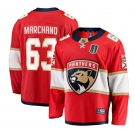 Men's Florida Panthers #63 Brad Marchand Red 2025 Stanley Cup Final Home Stitched Hockey Jersey