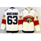 Men's Florida Panthers #63 Brad Marchand White 2024-25 Home Stitched Hockey Jersey