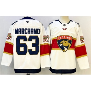 Men's Florida Panthers #63 Brad Marchand White 2024-25 Home Stitched Hockey Jersey