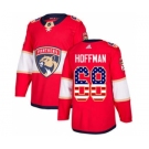 Men's Florida Panthers #68 Mike Hoffman Red Home USA Flag Stitched Hockey Jersey