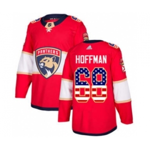 Men's Florida Panthers #68 Mike Hoffman Red Home USA Flag Stitched Hockey Jersey