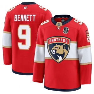 Men's Florida Panthers #9 Sam Bennett Red 2025 Stanley Cup Final Patch Stitched Hockey Jersey