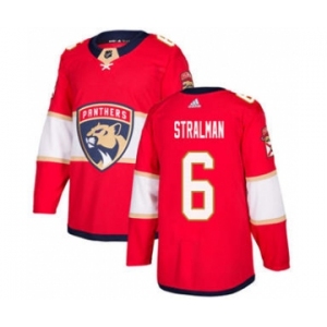 Men's Panthers #6 Anton Stralman Red Home Authentic Stitched Hockey Jersey