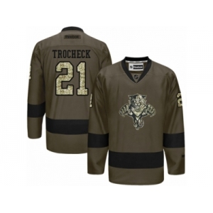 Men's Reebok Florida Panthers #21 Vincent Trocheck Authentic Green Salute to Service NHL Jersey