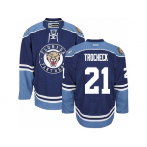 Men's Reebok Florida Panthers #21 Vincent Trocheck Authentic Navy Blue Third NHL Jersey