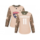 Women Adidas Florida Panthers #11 Jonathan Huberdeau Camo Authentic 2017 Veterans Day Stitched NHL Jersey