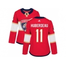 Women Adidas Florida Panthers #11 Jonathan Huberdeau Red Home Authentic Stitched NHL Jersey
