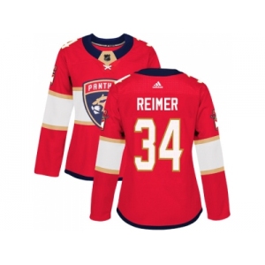 Women Adidas Florida Panthers #34 James Reimer Red Home Authentic Stitched NHL Jerse
