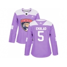 Women Adidas Florida Panthers #5 Aaron Ekblad Purple Authentic Fights Cancer Stitched NHL Jersey