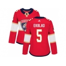 Women Adidas Florida Panthers #5 Aaron Ekblad Red Home Authentic Stitched NHL Jersey