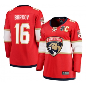Women's Florida Panthers #16 Aleksander Barkov Red 2025 Stanley Cup Final Home Stitched Hockey Jersey