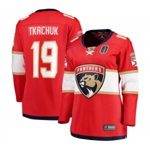 Women's Florida Panthers #19 Matthew Tkachuk Red 2025 Stanley Cup Final Home Stitched Hockey Jersey