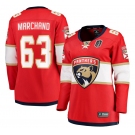 Women's Florida Panthers #63 Brad Marchand Red 2025 Stanley Cup Final Home Stitched Hockey Jersey