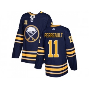 Men Adidas Buffalo Sabres #11 Gilbert Perreault Navy Blue Home Authentic Stitched NHL Jersey