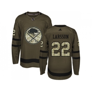 Men Adidas Buffalo Sabres #22 Johan Larsson Green Salute to Service Stitched NHL Jersey