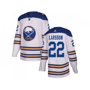 Men Adidas Buffalo Sabres #22 Johan Larsson White Authentic 2018 Winter Classic Stitched NHL Jersey