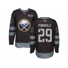 Men Adidas Buffalo Sabres #29 Jason Pominville Black 1917-2017 100th Anniversary Stitched NHL Jersey