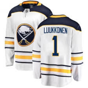 Men's Adidas Buffalo Sabres #1 Luukkonen Authentic White Away NHL Jersey