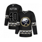 Men's Adidas Buffalo Sabres #40 Carter Hutton Authentic Black Team Logo Fashion NHL Jersey