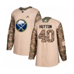 Men's Adidas Buffalo Sabres #40 Carter Hutton Authentic Camo Veterans Day Practice NHL Jersey