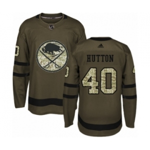 Men's Adidas Buffalo Sabres #40 Carter Hutton Authentic Green Salute to Service NHL Jersey