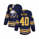 Men's Adidas Buffalo Sabres #40 Carter Hutton Authentic Navy Blue Home NHL Jersey