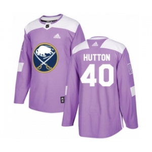 Men's Adidas Buffalo Sabres #40 Carter Hutton Authentic Purple Fights Cancer Practice NHL Jersey