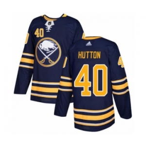 Men's Adidas Buffalo Sabres #40 Carter Hutton Premier Navy Blue Home NHL Jersey
