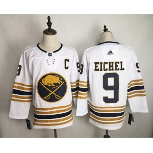 Men's Adidas Buffalo Sabres #9 Jack Eichel Authentic White 50th anniversary  NHL Jersey