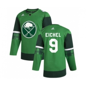 Men's Buffalo Sabres #9 Jack Eichel 2020 St. Patrick's Day Stitched Hockey Jersey Green