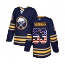 Men's Sabres #53 Jeff Skinner Navy Blue Home USA Flag Stitched Hockey Jersey