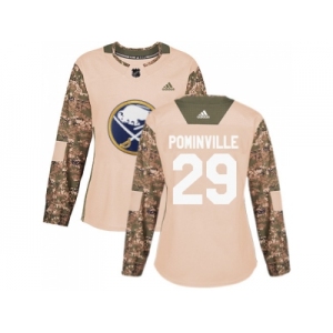 Women Adidas Buffalo Sabres #29 Jason Pominville Camo Authentic 2017 Veterans Day Stitched NHL Jersey