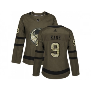 Women Adidas Buffalo Sabres #9 Evander Kane Green Salute to Service Stitched NHL Jersey