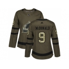 Women Adidas Colorado Avalanche #9 Lanny McDonald Green Salute to Service Stitched NHL Jersey