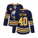 Women's Adidas Buffalo Sabres #40 Carter Hutton Authentic Navy Blue Home NHL Jersey