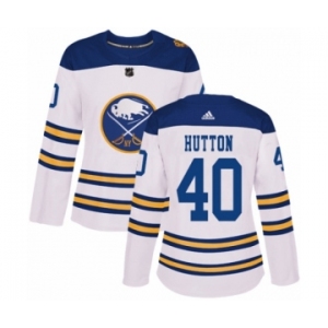 Women's Adidas Buffalo Sabres #40 Carter Hutton Authentic White 2018 Winter Classic NHL Jersey