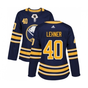 Women's Adidas Buffalo Sabres #40 Robin Lehner Authentic Navy Blue Home NHL Jersey