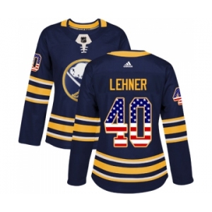 Women's Adidas Buffalo Sabres #40 Robin Lehner Authentic Navy Blue USA Flag Fashion NHL Jersey