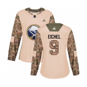 Women's Adidas Buffalo Sabres #9 Jack Eichel Authentic Camo Veterans Day Practice NHL Jersey