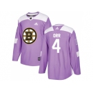 Youth Adidas Boston Bruins #4 Bobby Orr Purple Authentic Fights Cancer Stitched NHL Jersey