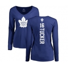 NHL Women Adidas Toronto Maple Leafs #16 Darcy Tucker Royal Blue Backer Long Sleeve T-Shirt