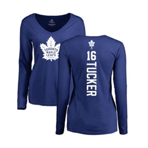 NHL Women Adidas Toronto Maple Leafs #16 Darcy Tucker Royal Blue Backer Long Sleeve T-Shirt
