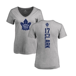 NHL Women Adidas Toronto Maple Leafs #17 Wendel Clark Ash Backer T-Shirt