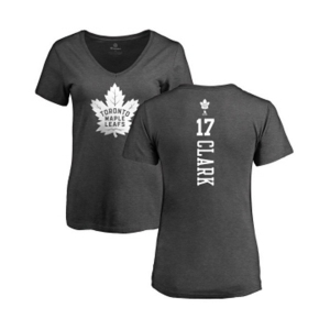 NHL Women Adidas Toronto Maple Leafs #17 Wendel Clark Charcoal One Color Backer T-Shirt